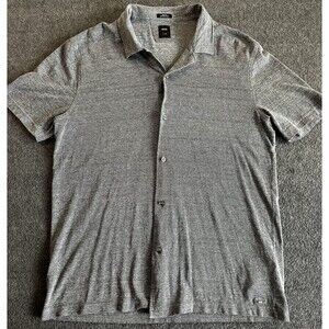 BOSS Hugo Boss Men's Size S Gray Short Sleeve Shirt Slim Fit Cotton Linen Blend